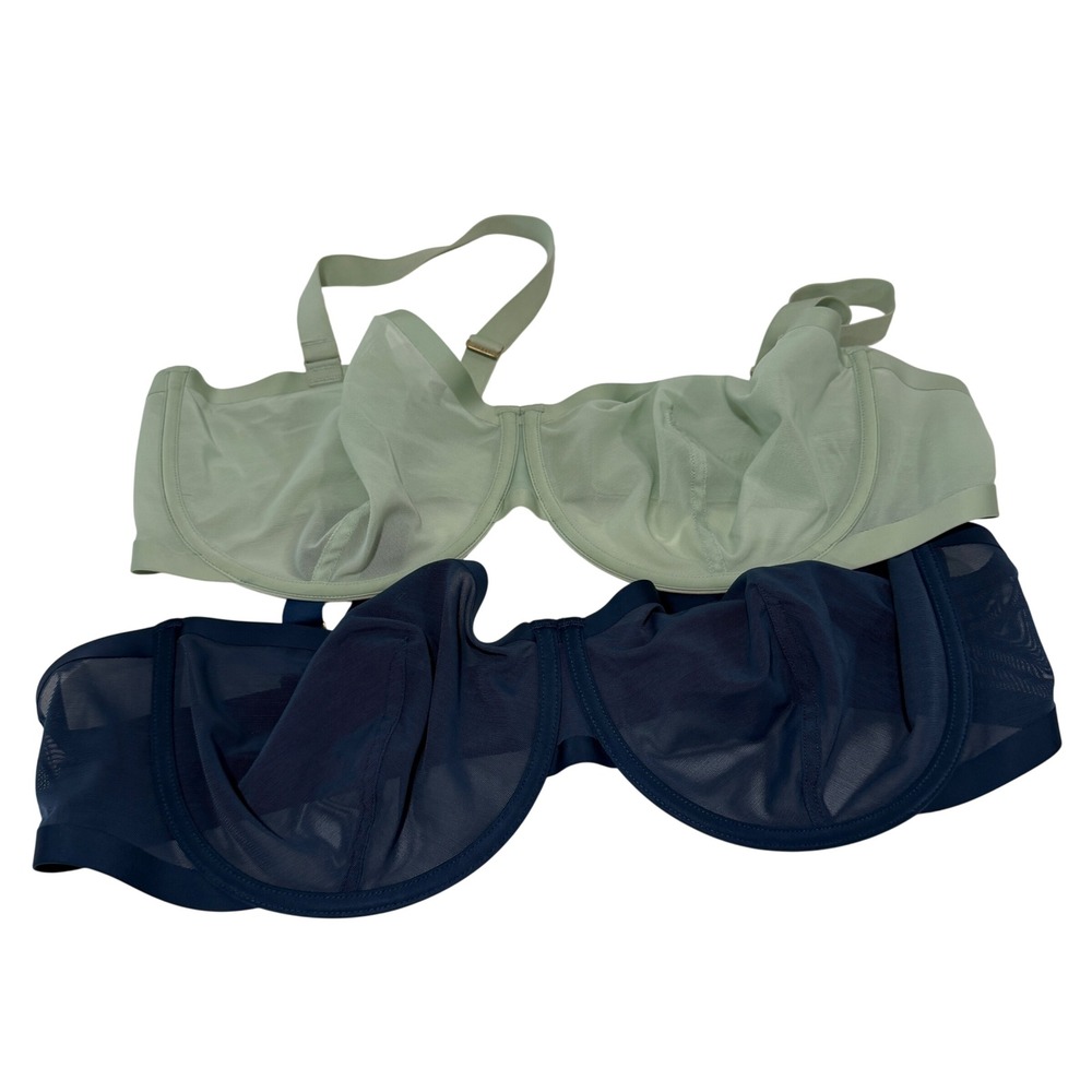 CUUP The Balconette Mesh Bra Bundle Navy Blue Sage Green 44E Set of 2